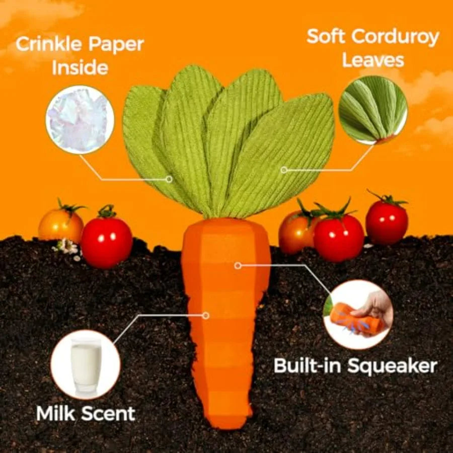 Durable Rubber Carrot Squeaky Dog Toy for Aggressive Chewers