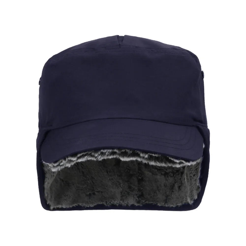 Mens Winter Visor Hat Windproof Earflaps Faux Fur