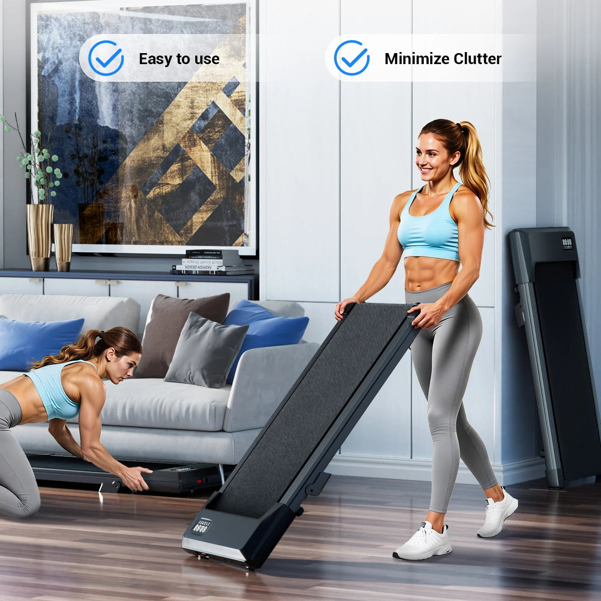 Superun Under Desk Treadmill 2.5 HP With LED Display Remote - Arthur's Wellness Emporium