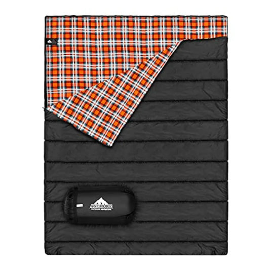 Cotton Flannel Double Sleeping Bag for Camping Waterproof 2 Person
