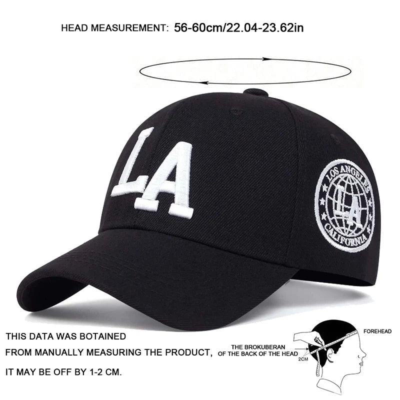 Zhejiang LA Letter Embroidered Unisex Adjustable Baseball Cap Sunscreen Hat