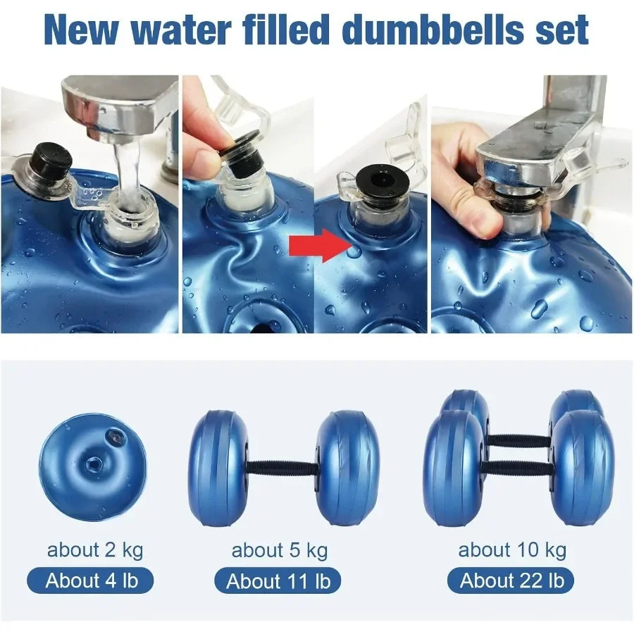 Water Filled Dumbbells Set 4 To 22 Lbs Adjustable Portable - Arthur's Wellness Emporium