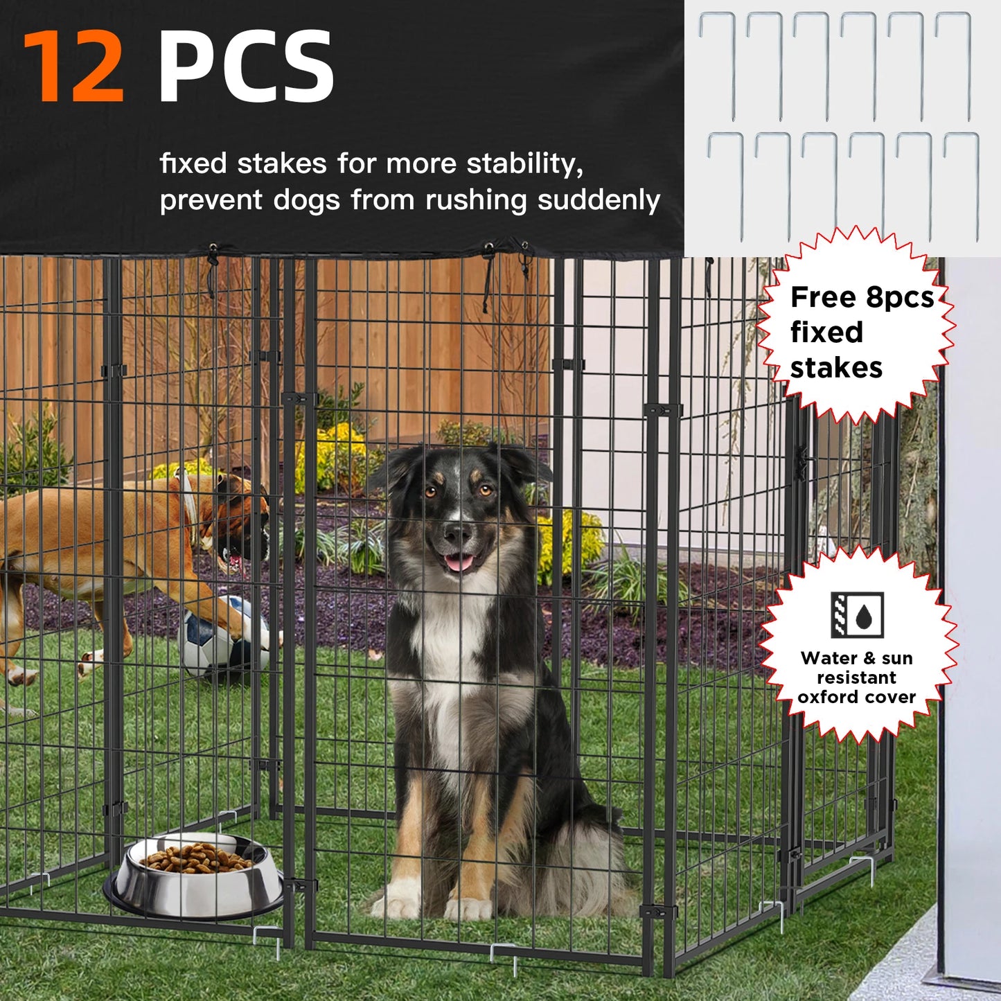 BINGOPAW Dog Kennel Outdoor Welded Wire Crate With Cover - Arthur's Wellness Emporium