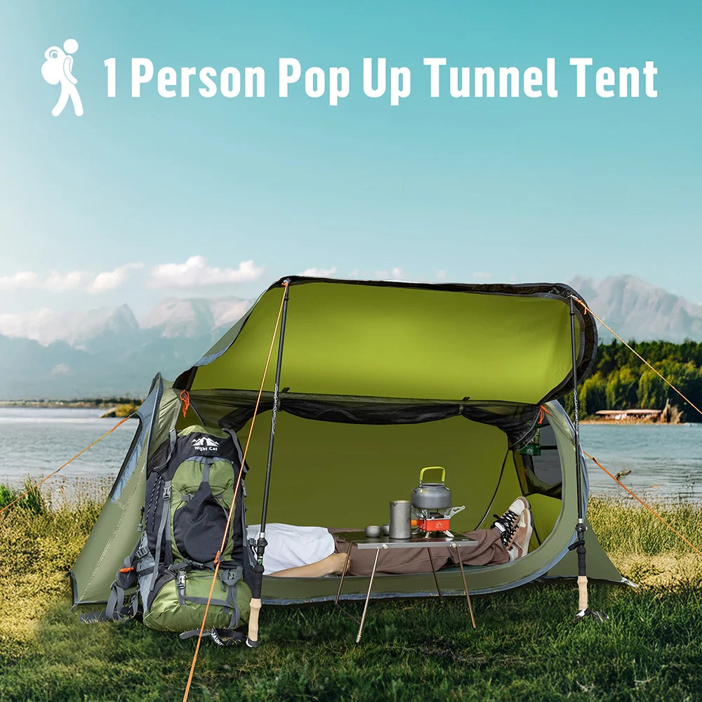 Night Cat Pop Up 1 Person Camping Tent Waterproof Instant Setup - Arthur's Wellness Emporium