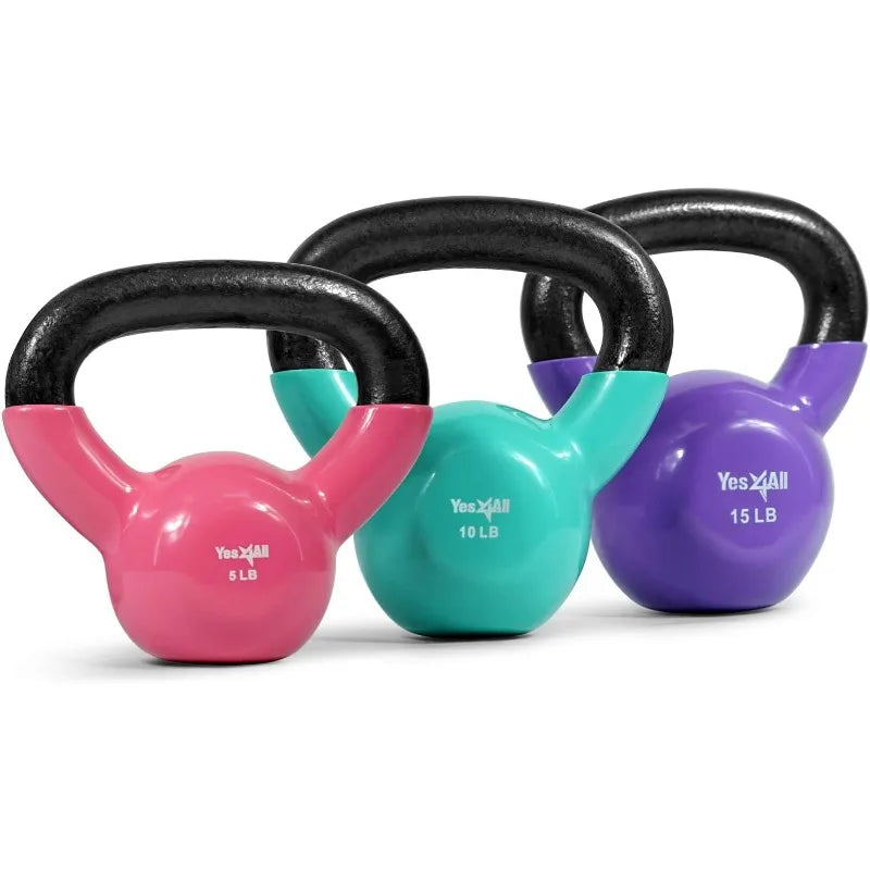 Yes4All Vinyl Coated Kettlebell Set for Full Body Workout