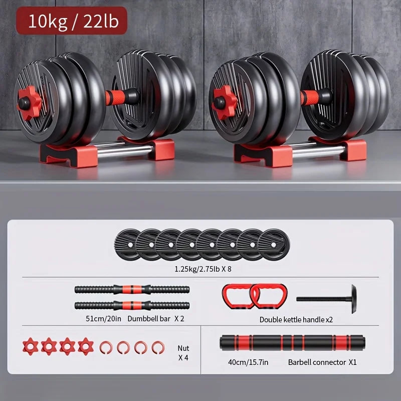 KBQ 4-In-1 Adjustable Dumbbell Set With Push-Up Mode
