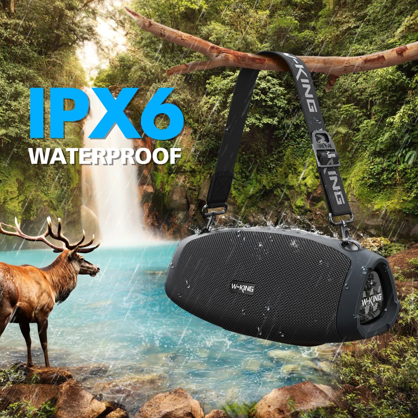 W-King 120W Peak Portable Bluetooth Speaker With Wireless Microphone Waterproof