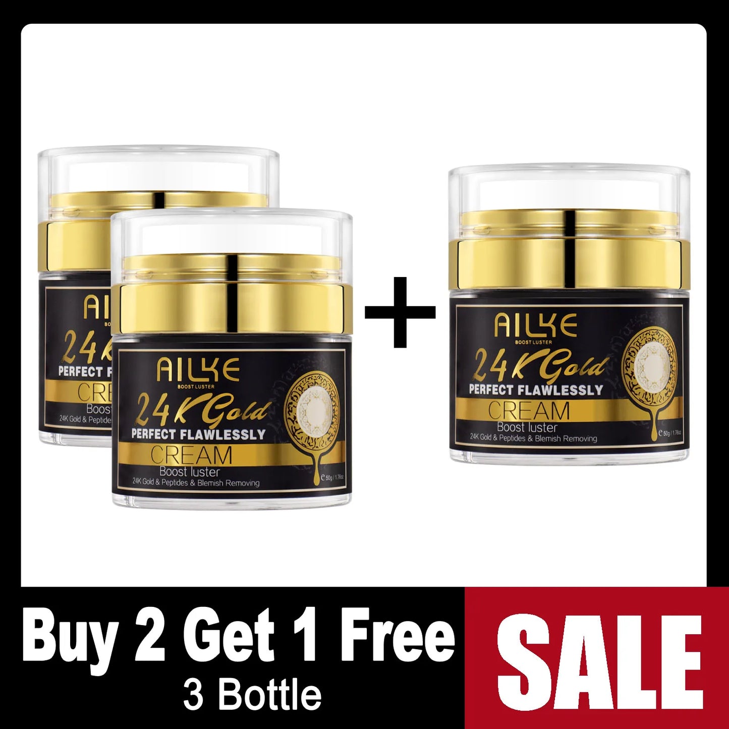 AILKE 24K Gold Flawless Skin Care Set Whitening Dark Spots