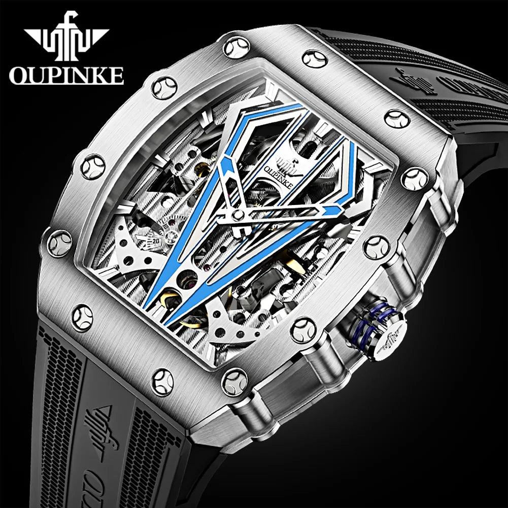 OUPINKE Men's Luxury Automatic Skeleton Watch Waterproof