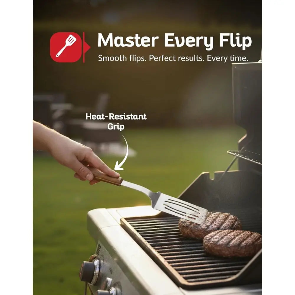 Acacia Wood Handle 3 Piece Stainless Steel BBQ Tool Set