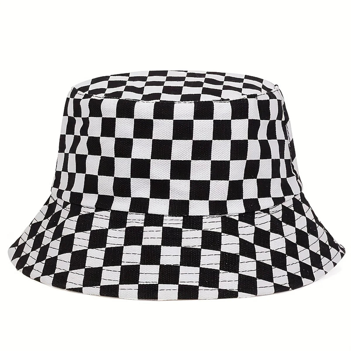 Unisex Black Grid Reversible Bucket Hat For Travel Beach - Arthur's Wellness Emporium