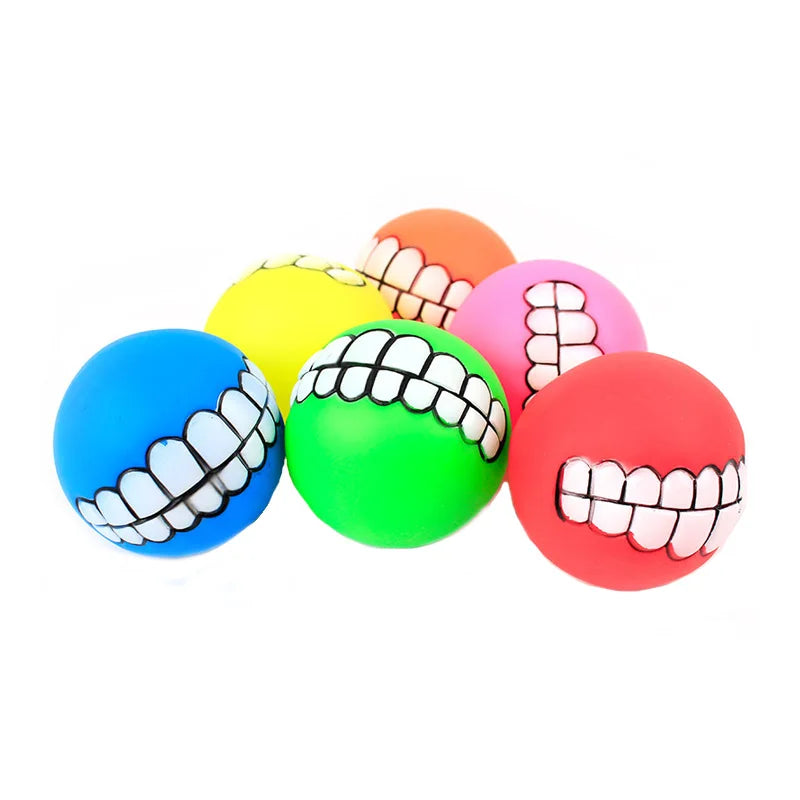 Rubber Squeaky Dog Toy Ball Bite Resistant For Small Puppies