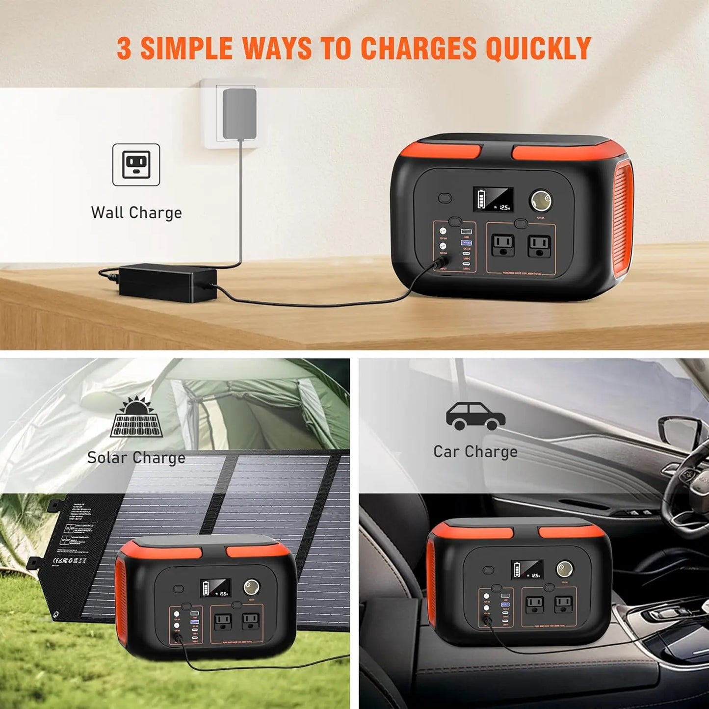SinKeu 600W Portable Power Station Solar Generator 296Wh For Camping - Arthur's Wellness Emporium