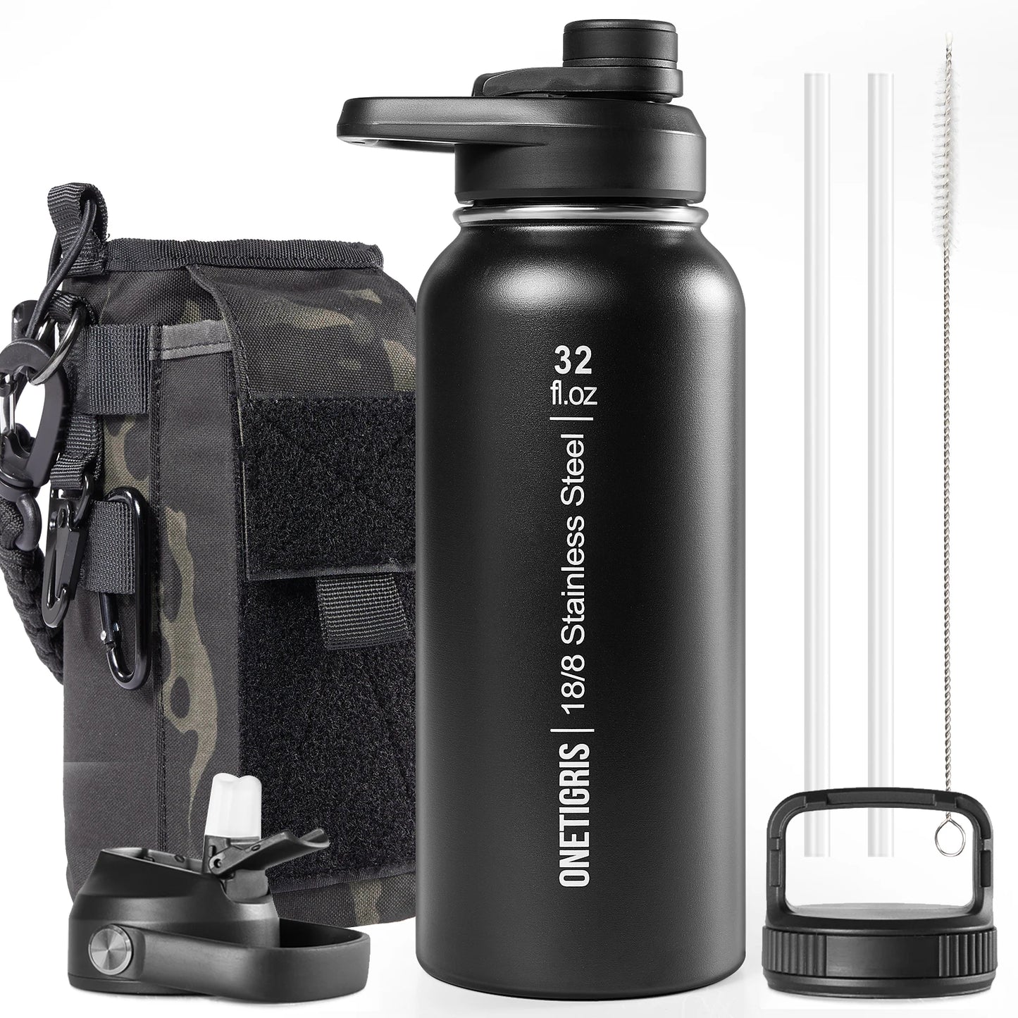 OneTigris Insulated Water Bottle With Straw For Travel And Hiking
