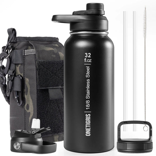 OneTigris Insulated Water Bottle With Straw For Travel And Hiking