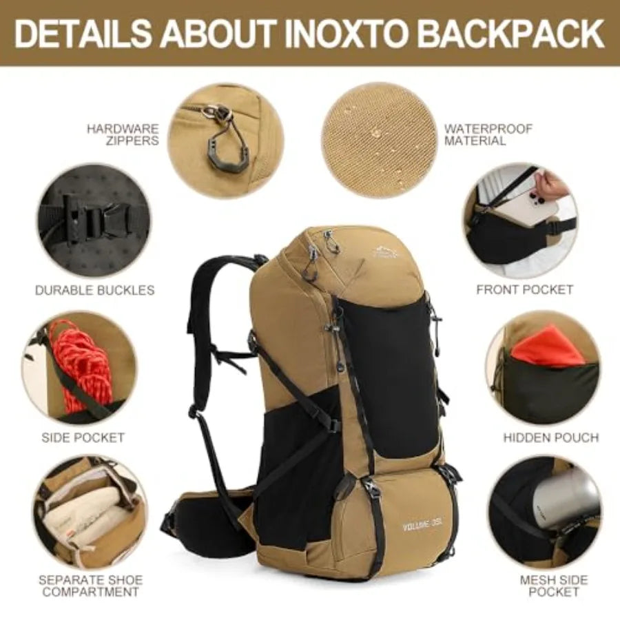 INOXTO Hiking Backpack With Water Bladder And Rain Cover - Arthur's Wellness Emporium