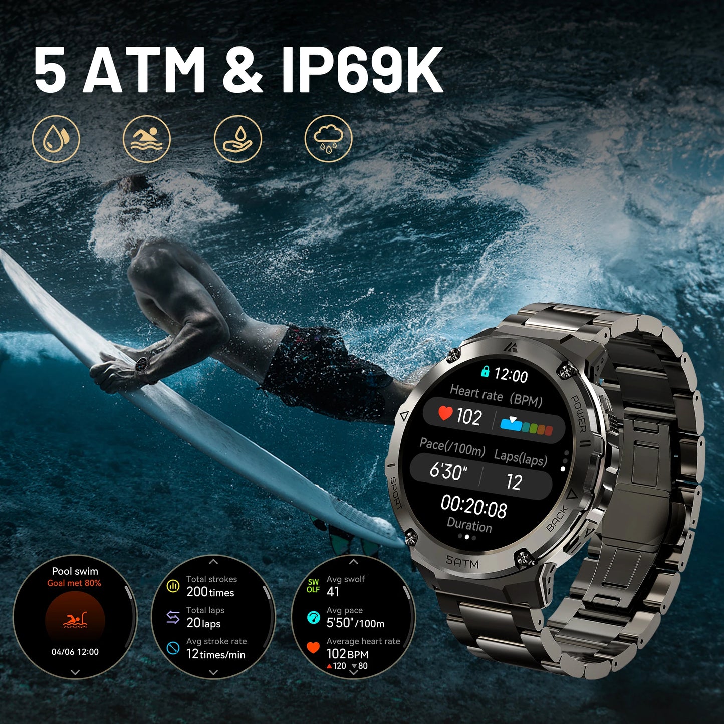 Ticwris T3E GPS Smartwatch For Men Waterproof With AMOLED - Arthur's Wellness Emporium
