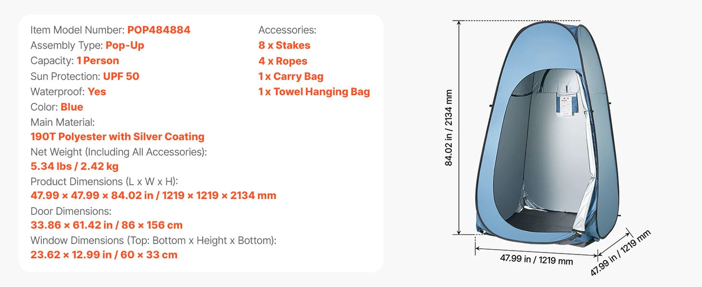 SucceBuy Pop Up Shower Tent Instant Portable Privacy Changing Room - Arthur's Wellness Emporium