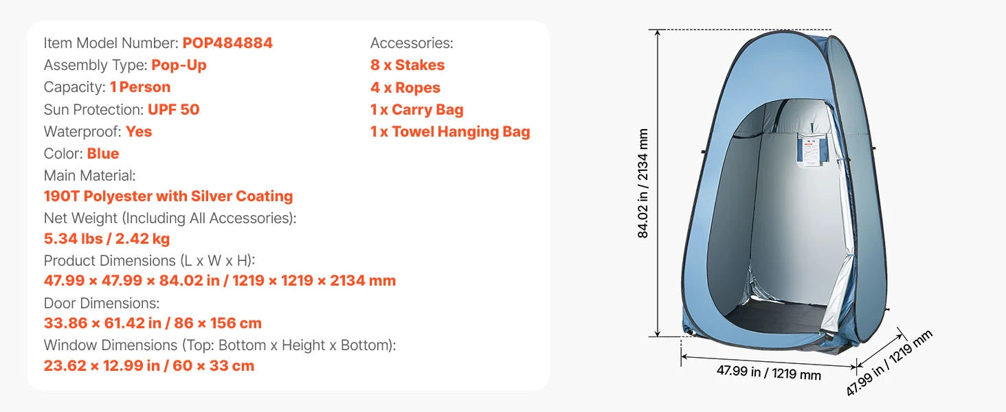 SucceBuy Pop Up Shower Tent Instant Portable Privacy Changing Room - Arthur's Wellness Emporium