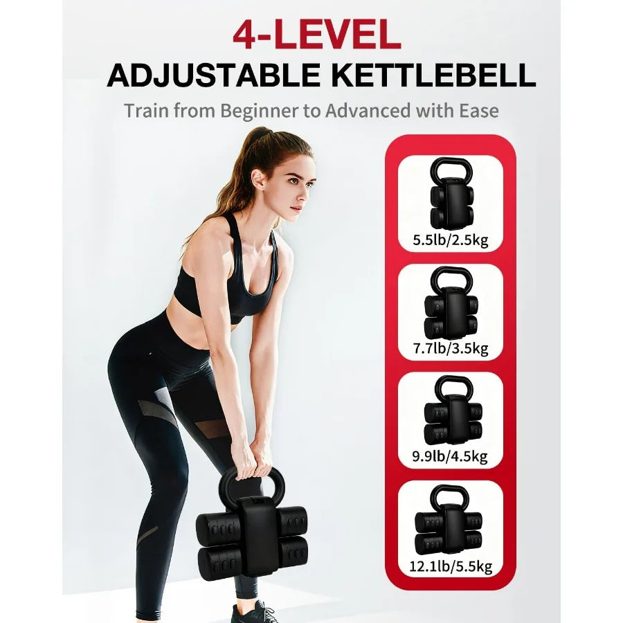 Adjustable Kettlebell Set With Wrist Straps 4-In-1 Home Gym - Arthur's Wellness Emporium
