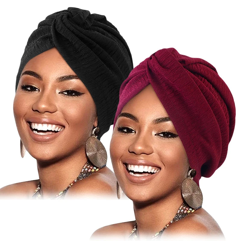 Gathertop Women Pleated Twist Knot Turban Chemo Cap Beanie