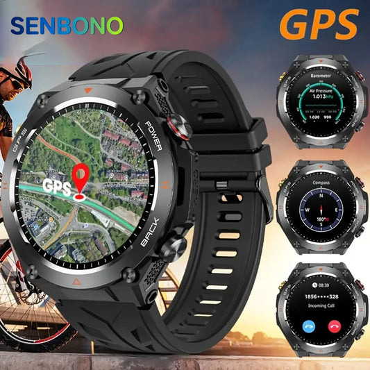 SENBONO Built-In GPS Smartwatch Bluetooth Calling 1ATM Fitness Tracker - Arthur's Wellness Emporium
