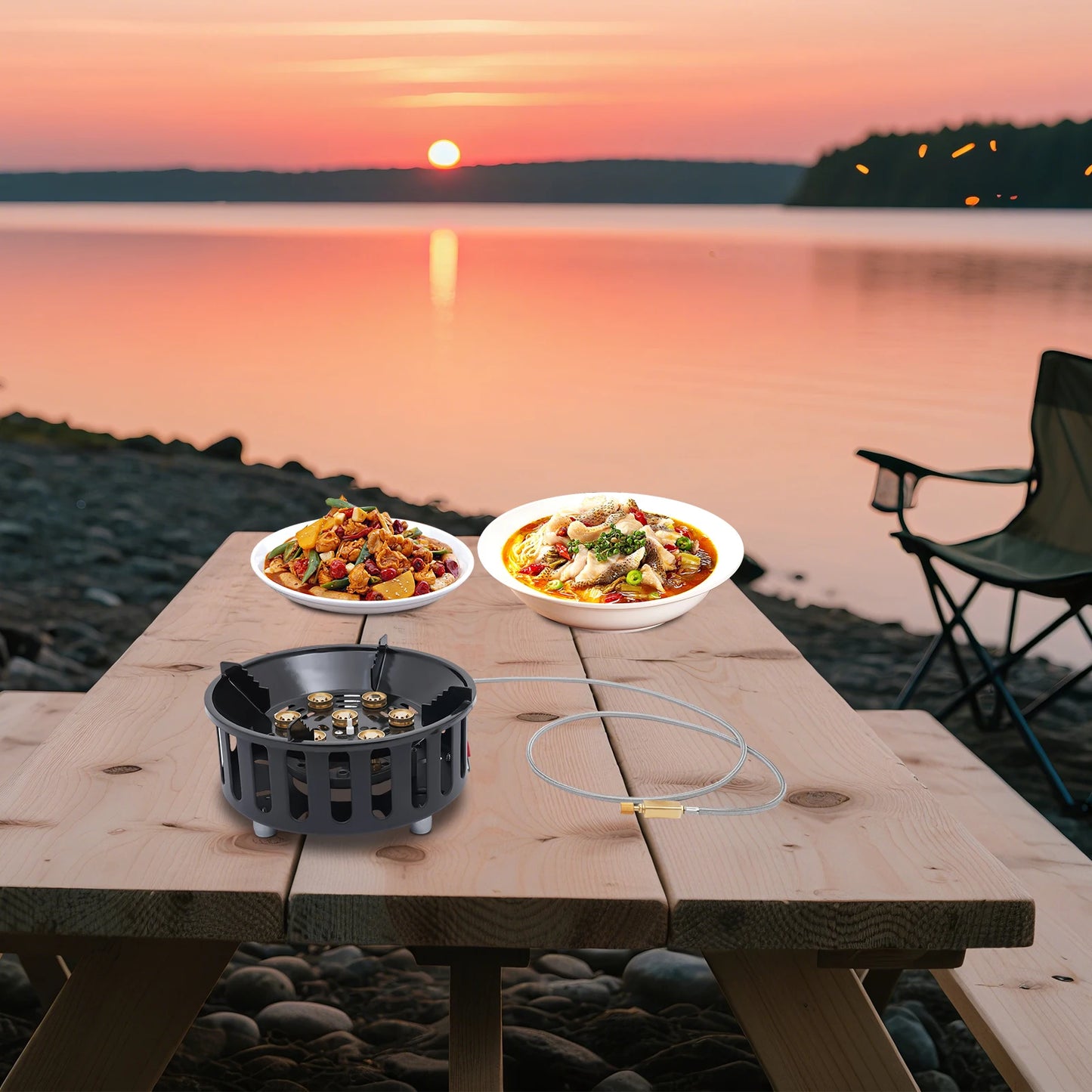 21000W Portable Butane Camping Stove With Adapters For Outdoor Cooking - Arthur's Wellness Emporium