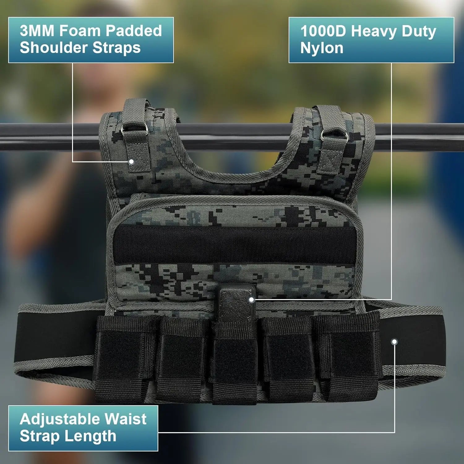 Adjustable 44LB Weighted Vest for Strength Training - Arthur's Wellness Emporium