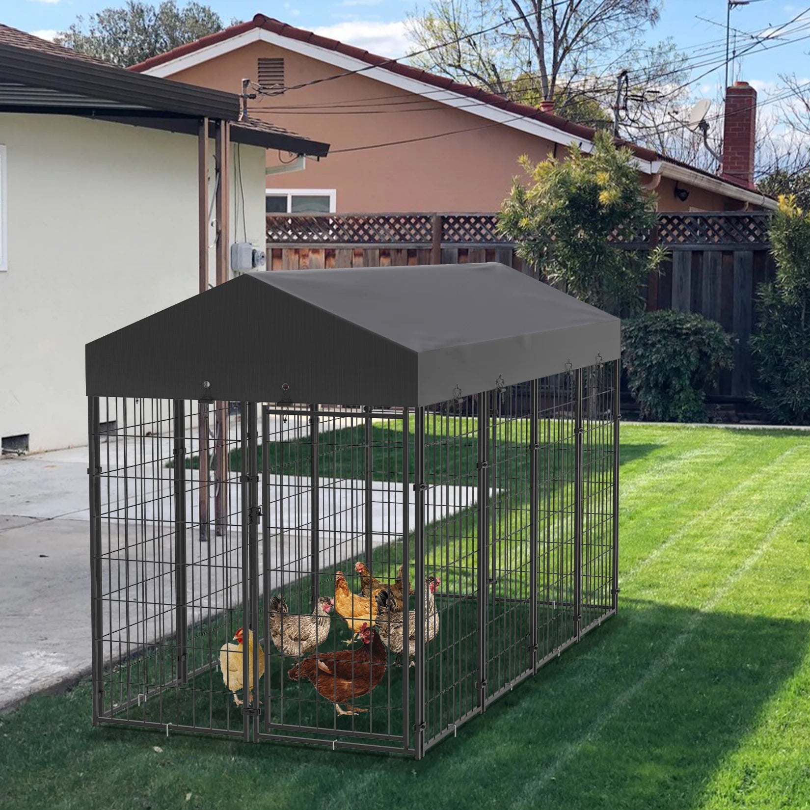 BINGOPAW Dog Kennel Outdoor Welded Wire Crate With Cover - Arthur's Wellness Emporium