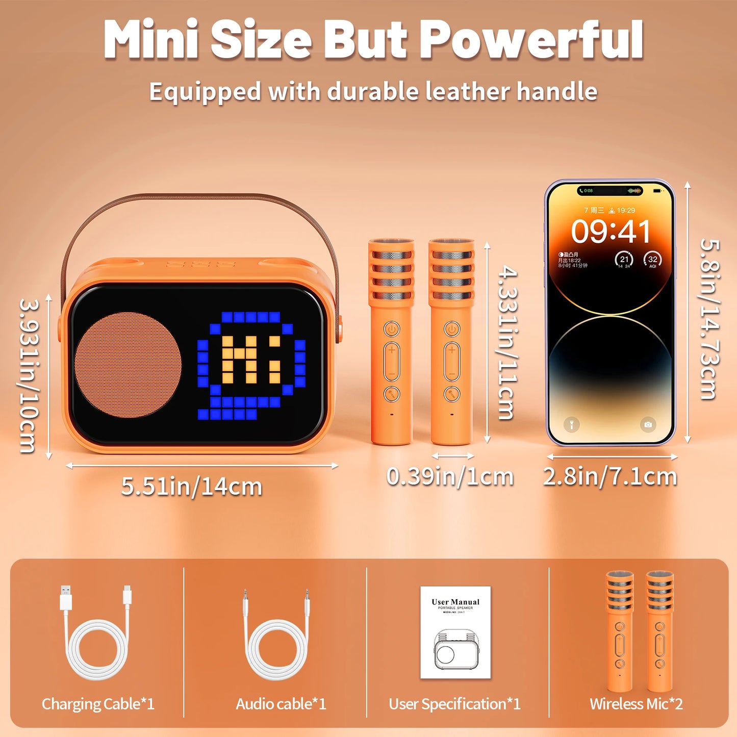FanFun D58 Mini Bluetooth Karaoke Machine With Two Wireless Microphones