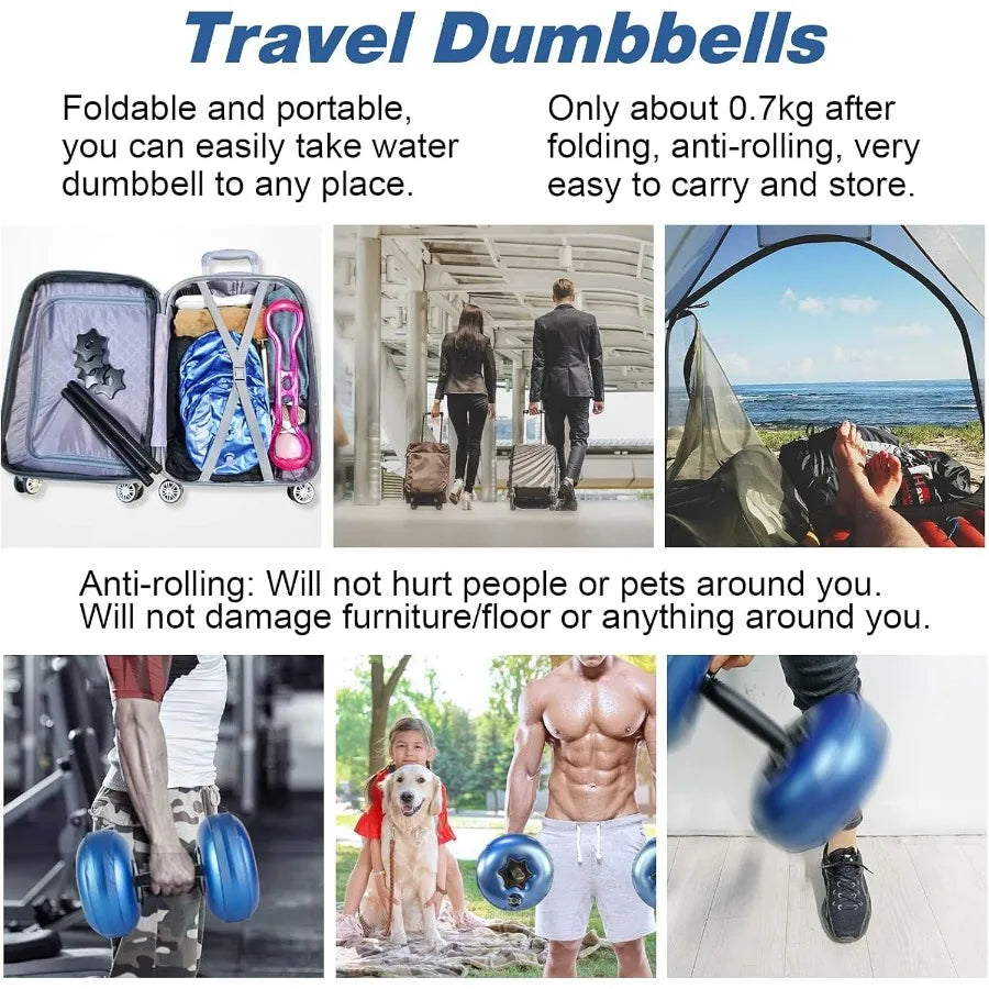 Water Filled Dumbbells Set 4 To 22 Lbs Adjustable Portable - Arthur's Wellness Emporium