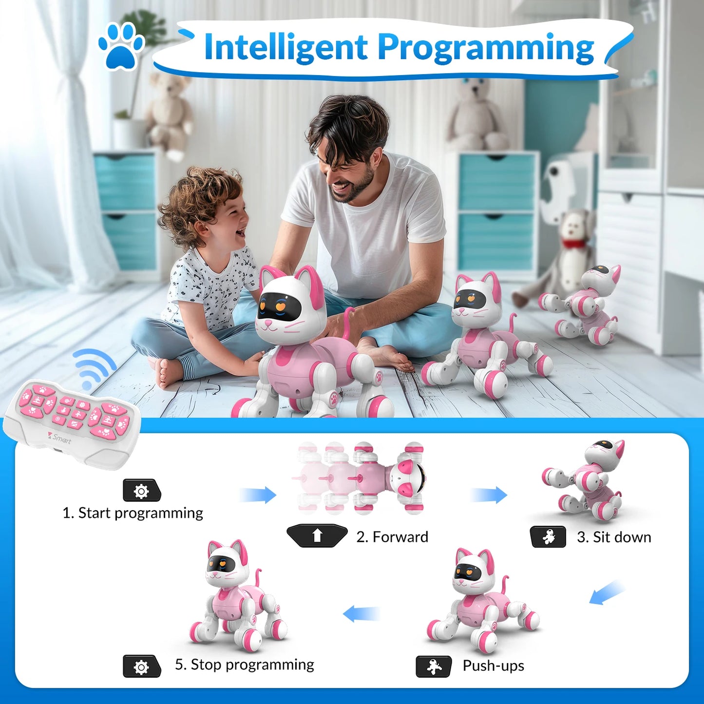 Programmable Remote Control Robot Cat For Kids With Touch Sensing