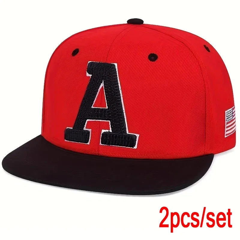 Men Hip Hop Cap A Letter Embroidery Snapback Baseball Hat - Arthur's Wellness Emporium