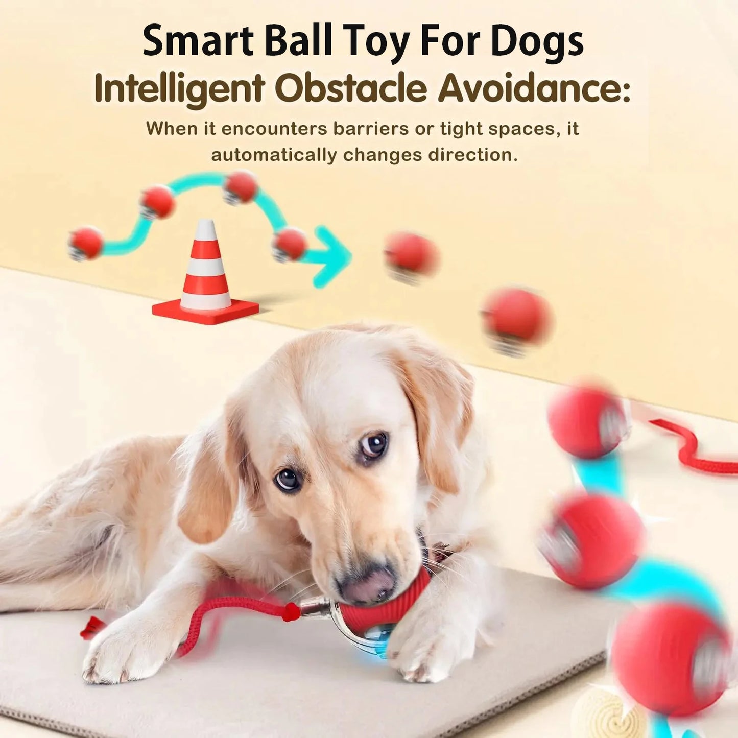 Interactive Dog Ball Toy Automatic Rolling Rechargeable