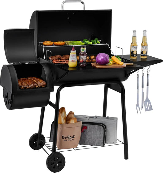 Charcoal Grill And Offset Smoker For Outdoor Camping - Arthur's Wellness Emporium
