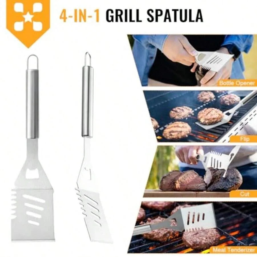 22 Piece BBQ Accessories Set in Aluminum Case Stainless Steel