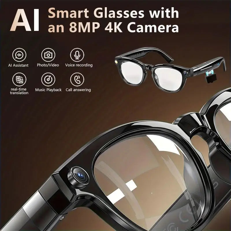 Smart Glasses Real Time Translation AI Chat Assistant 8MP Camera