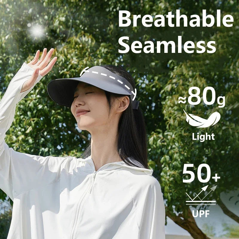 Velishy Summer Foldable Seamless Wide Brim Sun Hat Unisex