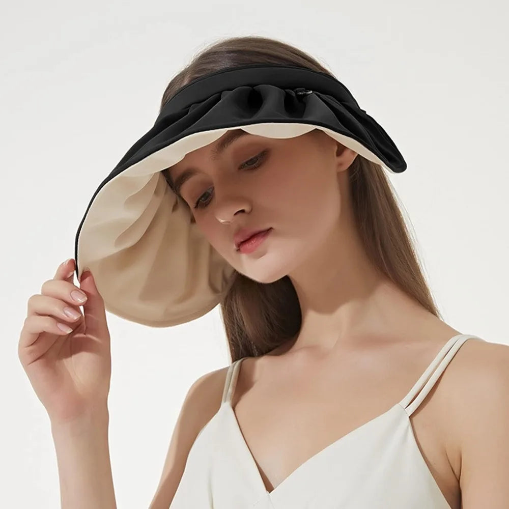 Women Golf Visor Clip On Foldable Wide Brim Sun Hat UV - Arthur's Wellness Emporium