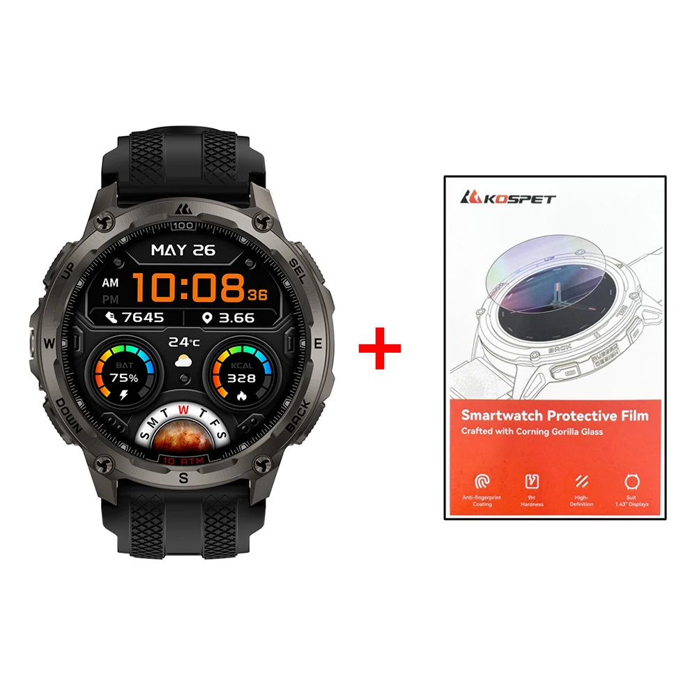 KOSPET Tank T4 Smart Watch For Men GPS Offline Maps - Arthur's Wellness Emporium