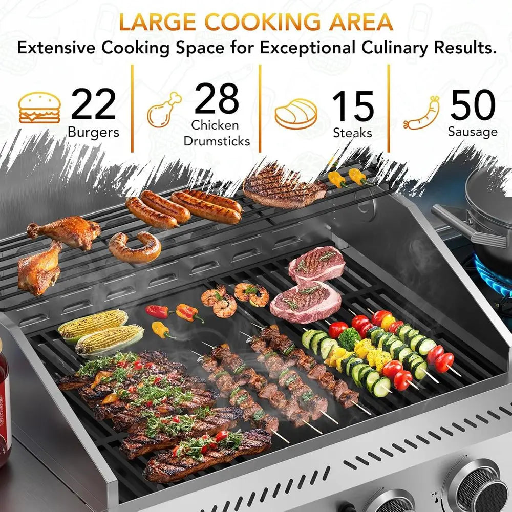Heavy Duty Stainless Steel Propane Gas Grill With Side Burner - Arthur's Wellness Emporium