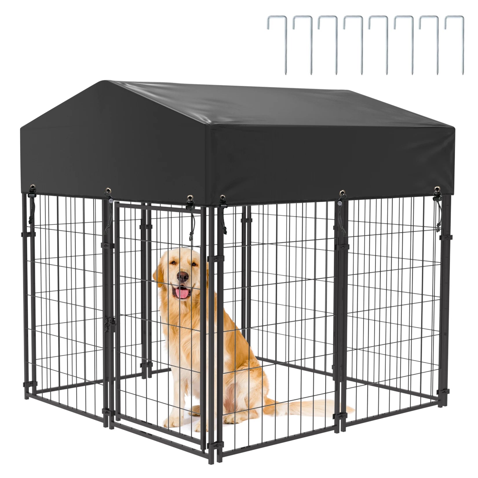 BINGOPAW Dog Kennel Outdoor Welded Wire Crate With Cover - Arthur's Wellness Emporium