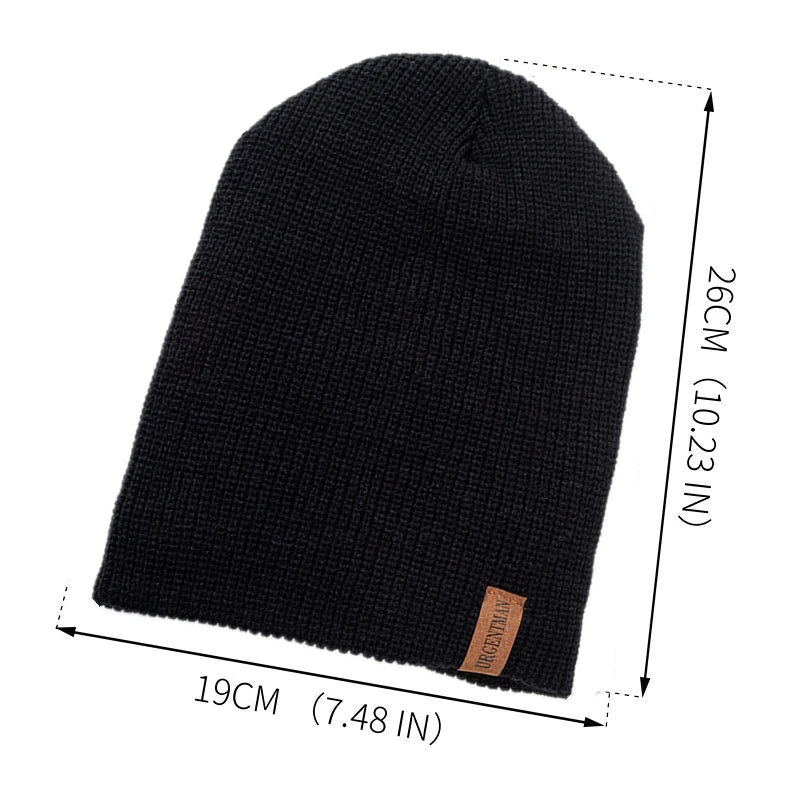 Unisex Fur Lined Beanie Hat Knit Cap for Men Women