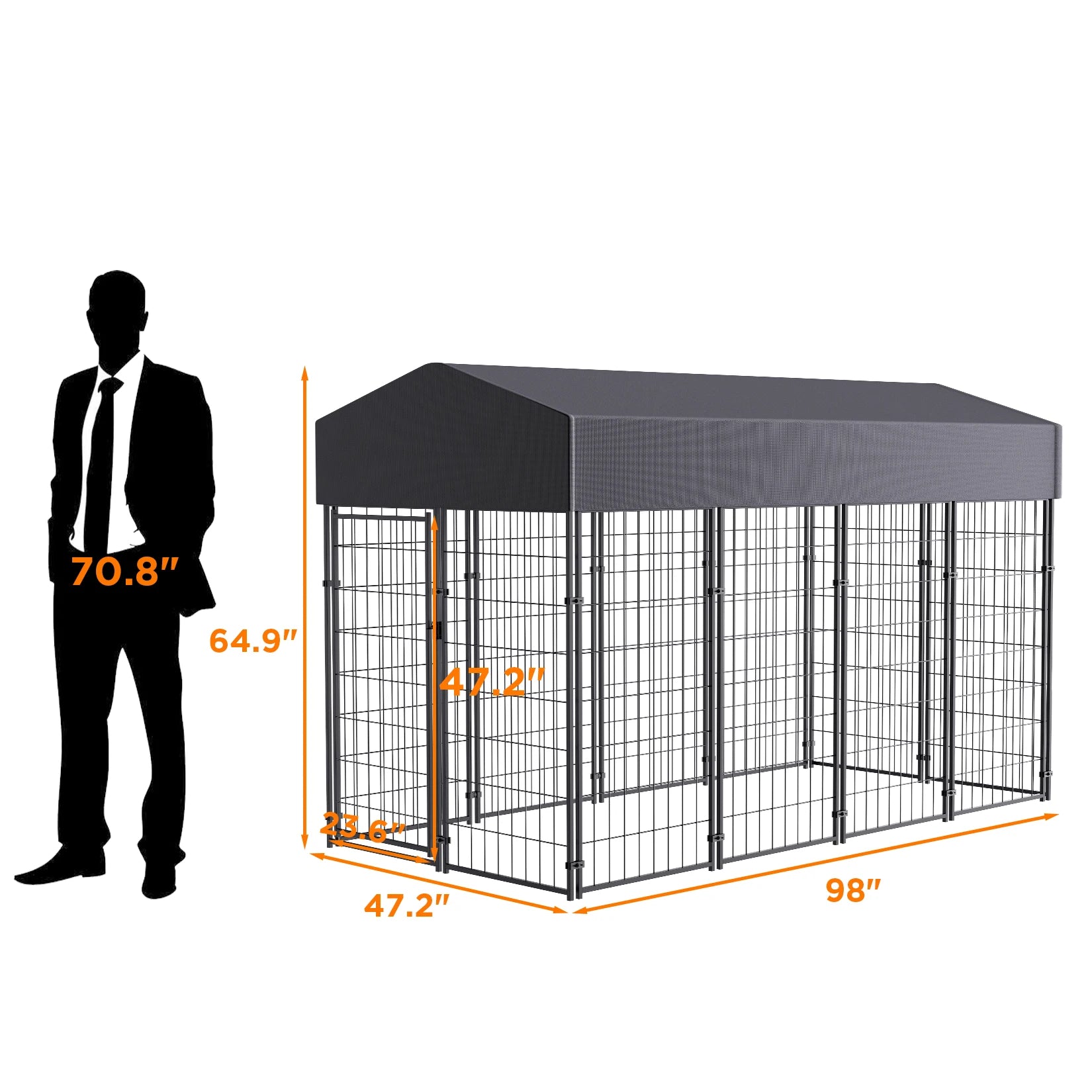 BINGOPAW Large Welded Wire Dog Kennel with UV Waterproof Cover - Arthur's Wellness Emporium