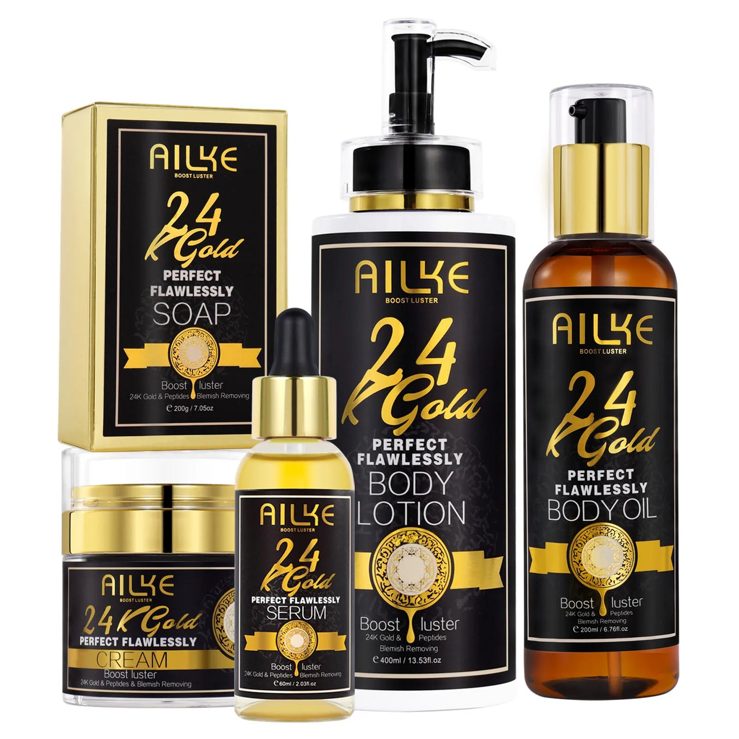 AILKE 24K Gold Flawless Skin Care Set Whitening Dark Spots