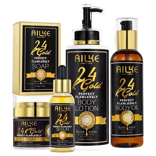AILKE 24K Gold Flawless Skin Care Set Whitening Dark Spots