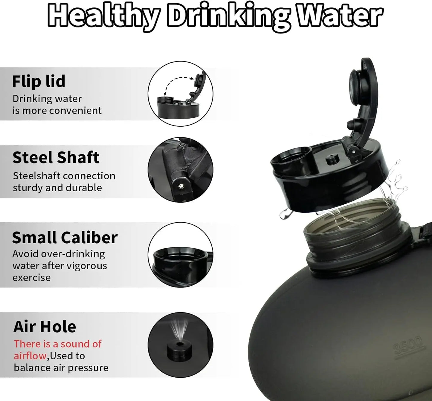 XMSJ Water Bottle With Flip Lid Leak Proof BPA Free