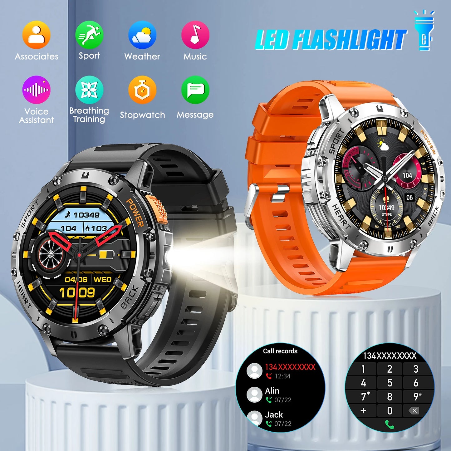 LaNikar Rugged Smart Watch With Wireless Calling BLE5.1 Fitness Tracker - Arthur's Wellness Emporium
