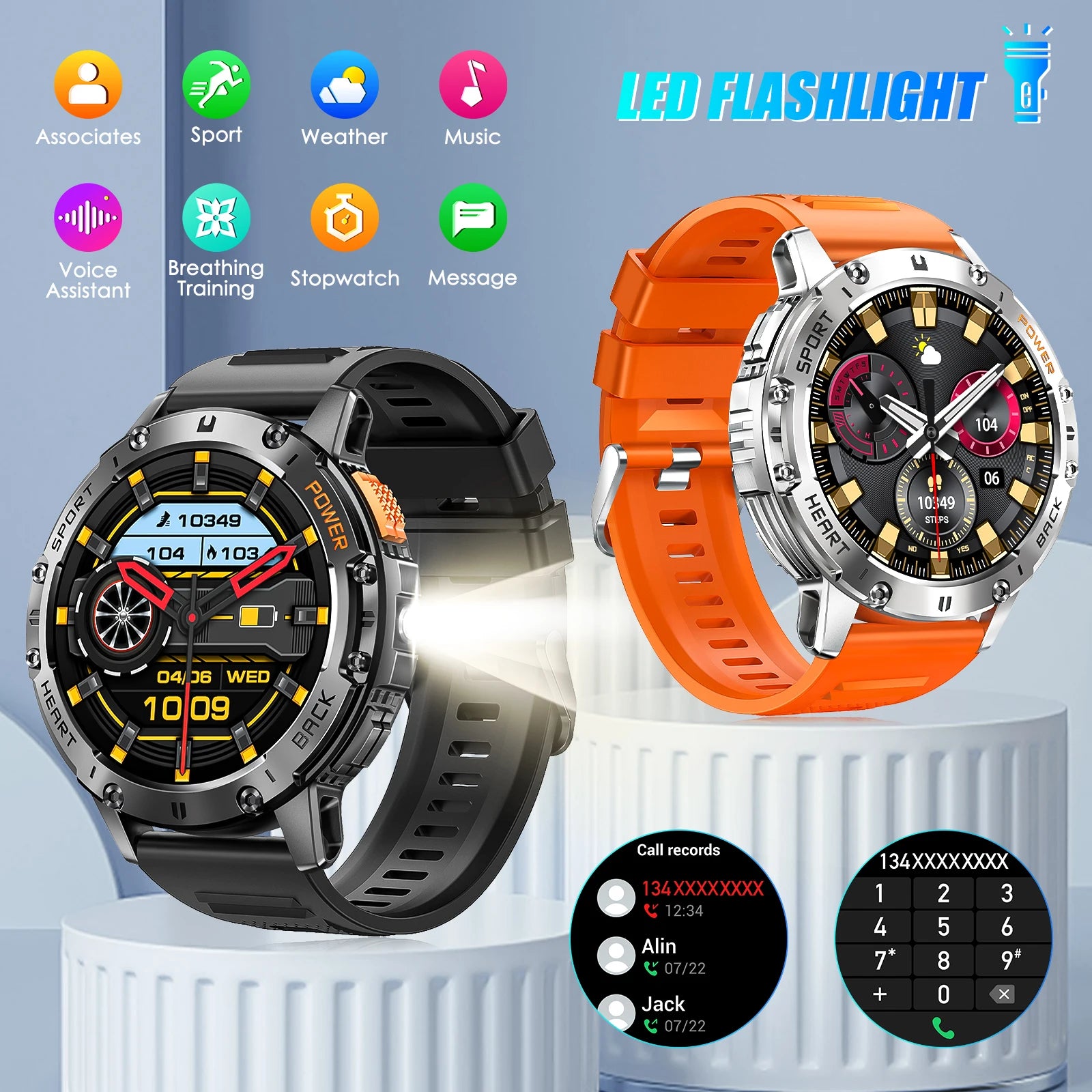 LaNikar Rugged Smart Watch With Wireless Calling BLE5.1 Fitness Tracker - Arthur's Wellness Emporium