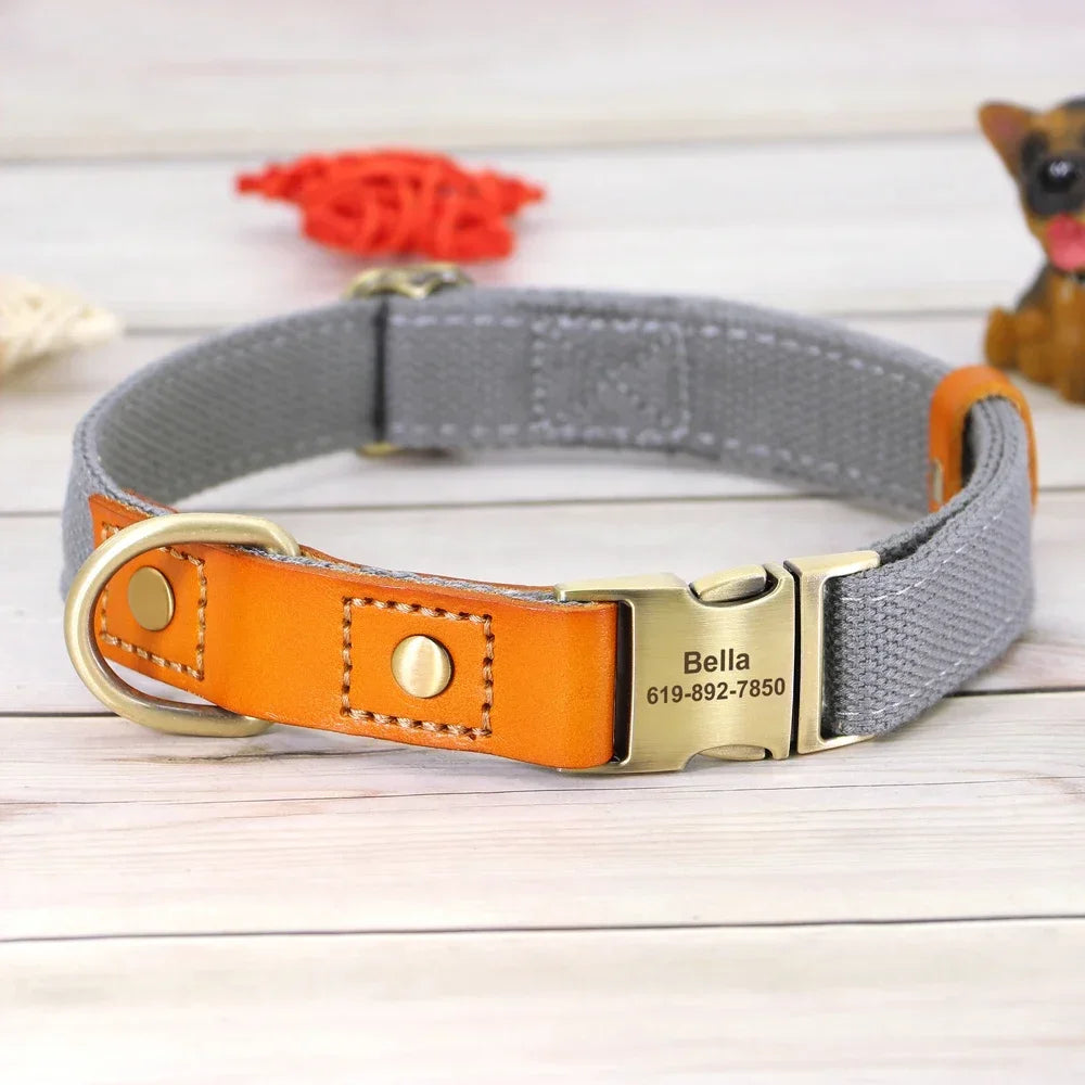 Nylon Custom Dog Collar and Leash Set with Personalized Nameplate - Arthur's Wellness Emporium